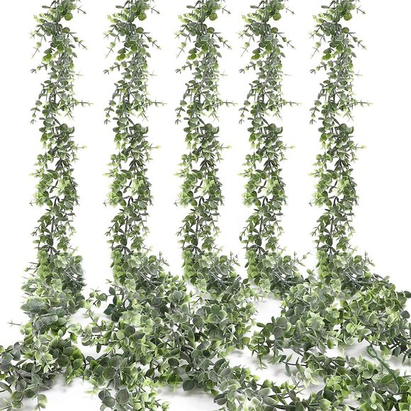 5pcs Eucalyptus Garlands Greenery Garlands Fake Vines 28.5ft, Faux Hanging Plant - Picture 1 of 7
